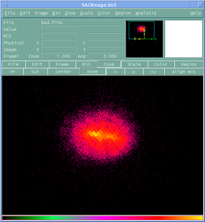 [Image 5: Sub-pixelated PSF image from bad event file]
