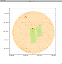 [Thumbnail image: Green squares indicate the Chandra observation.]