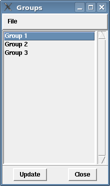 [Three groups are listed in the dialog box.]