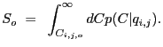 $\displaystyle S_o~=~\int_{C_{i,j,o}}^{\infty} dC p(C \vert q_{i,j}) .$