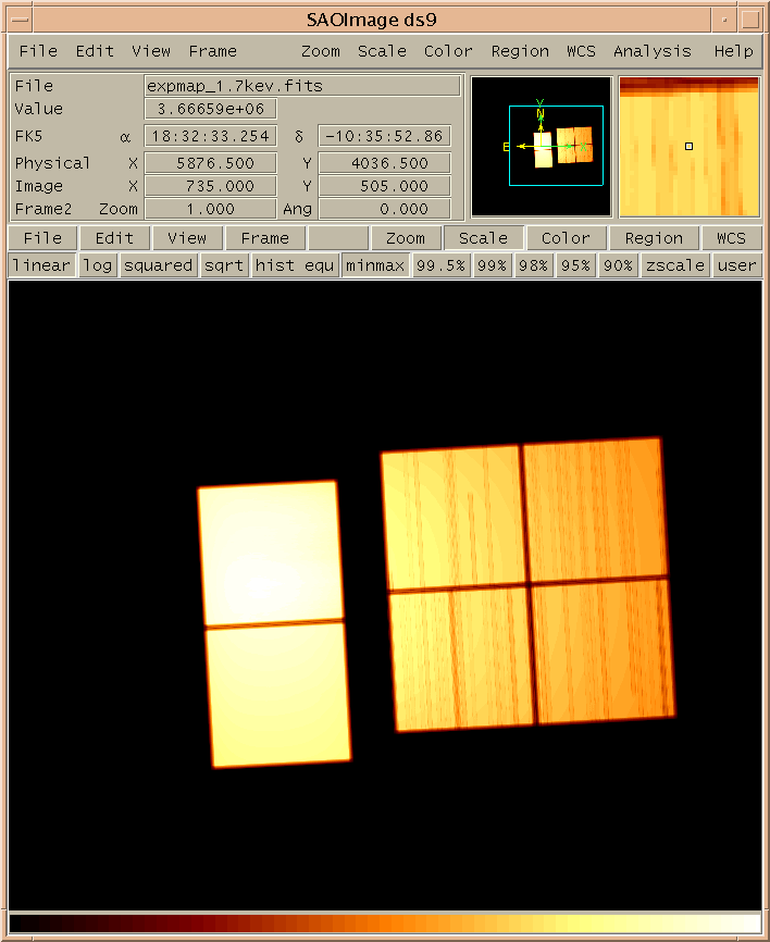 [Image 3: Exposure map for the ACIS-S3 chip]