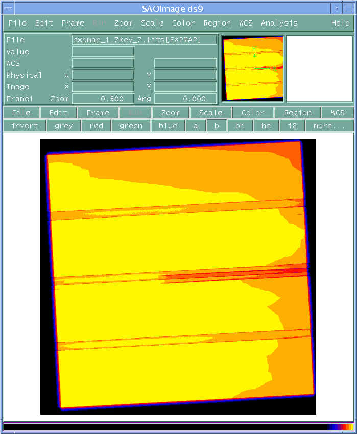 [Image 3: Exposure map for the ACIS-S3 chip]