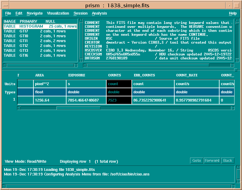 [Image 2: Viewing dmextract output in prism]