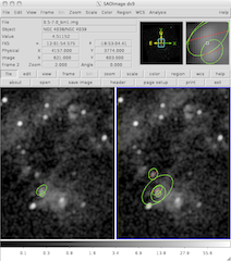 [Thumbnail image: The roi tool has combined sources which overlap (left frame) and excluded neighbouring sources from the background region of another source (right frame).]