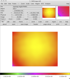 [Thumbnail image: The exposure map of the chip shows variations as one moves outward on the detector.]