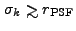 $ \sigma_k \ga r_{\rm PSF}$