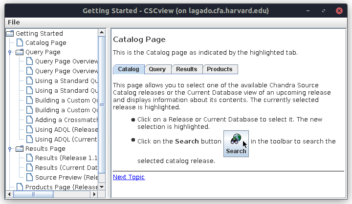 [Screenshot of the getting-started window displayed by CSCView.]