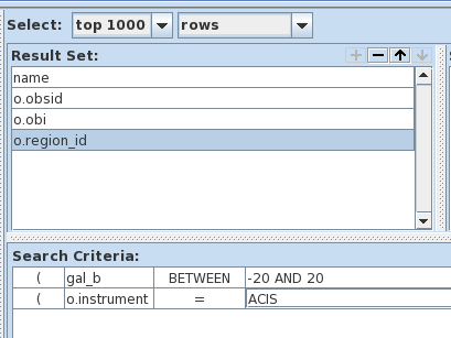 name, o.obsid, o.obi, o.region_id