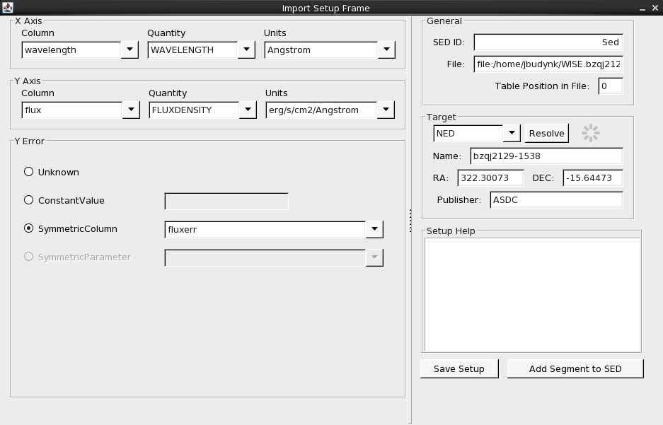 Conversion setup screenshot
