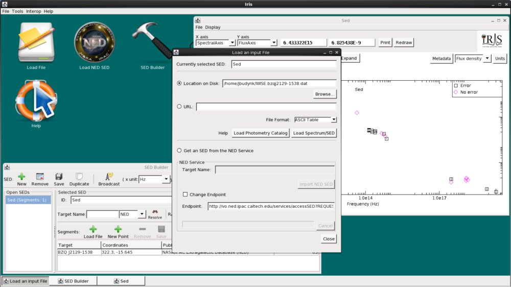 Load SED from file screenshot