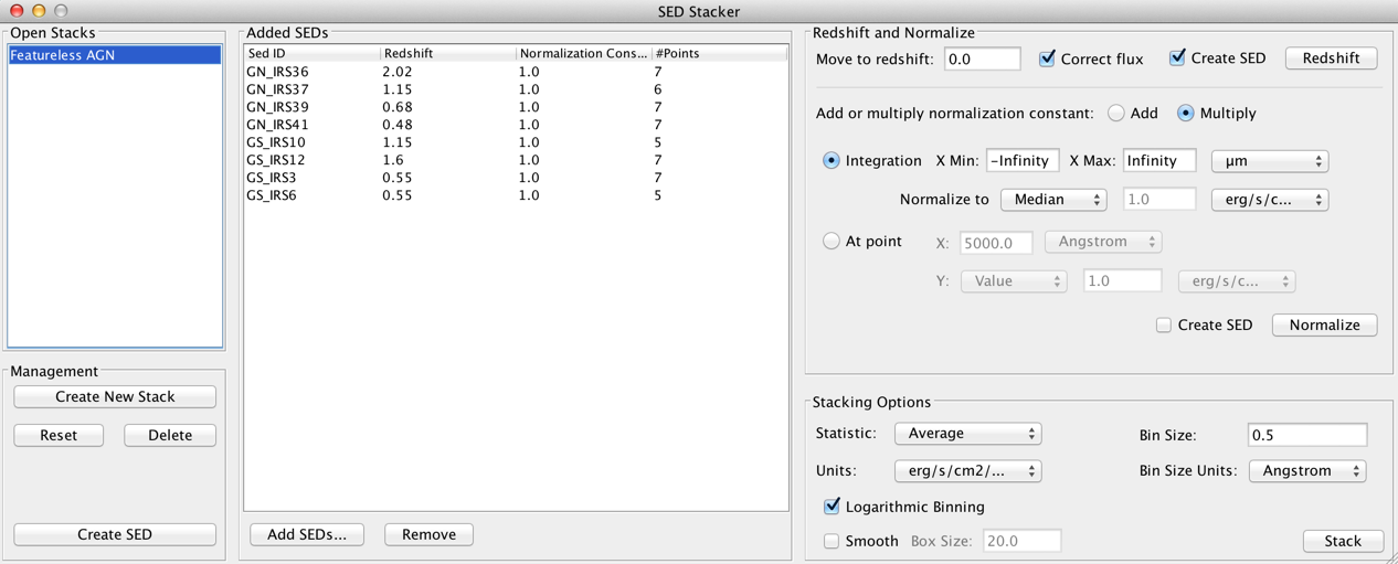 screenshot of SED Stacker component
