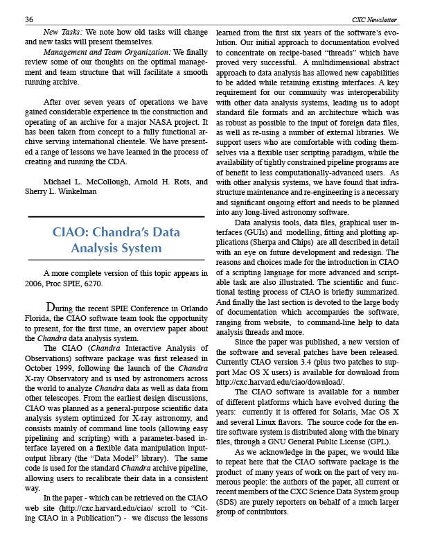 Page 36 of the Chandra Newsletter, issue 14, for text-only, please refer to ...