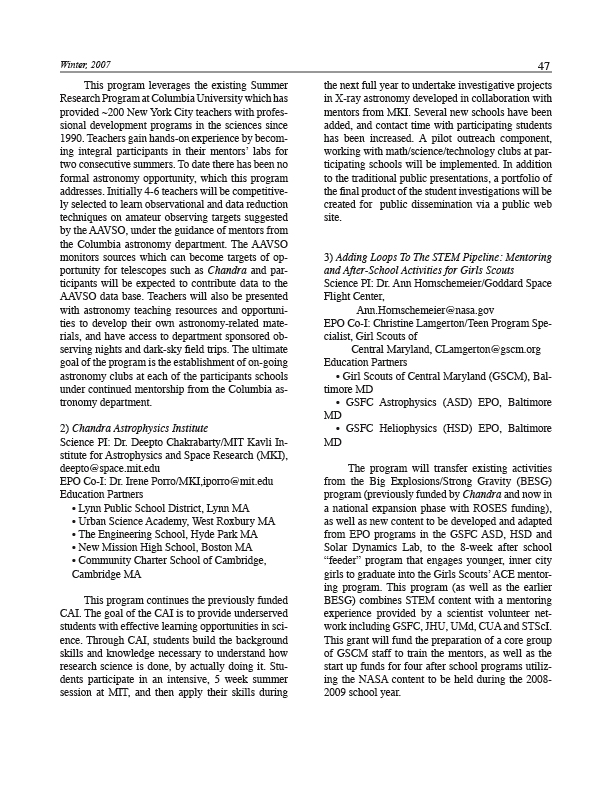 Page  of the Chandra Newsletter, issue 15. For text-only, please
      refer to http://cxc.harvard.edu/news/news_15/newsletter15.html