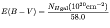 $\displaystyle E(B-V) = \frac{N_{H{\rm gal}} (10^{20} {\rm cm}^{-2})}{58.0}$